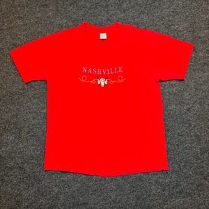 Vintage Sherry's Best Nashville T-Shirt Red XL USA Steer Skull Embroidered